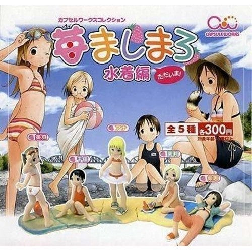 Toy s Works Capsule Ichigo Mashimaro Strawberry Marshmallow Bikini Swimsuit ver Gashapon 5 Figure Set Supply