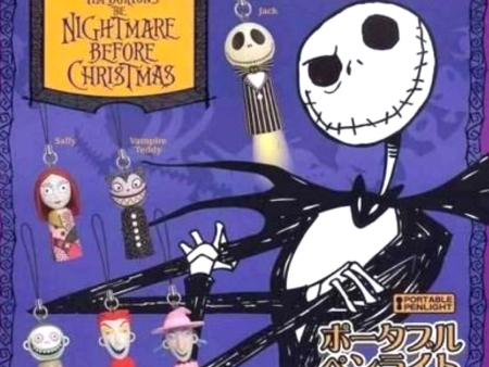 Yujin Disney Tim Burton The Nightmare Before Christmas Gashapon Penlight Mini Torch 6 Strap Figure Set For Cheap