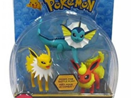 Tomy Pokemon Pocket Monster Vaporeon Jolteon Flareon 3 Mini Pack Figure Set Sale