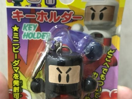 1996 Hudson Soft B-Daman Bomberman Jr. Key Holder Chain Black ver Trading Figure on Sale