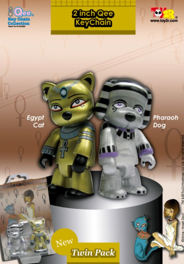 Toy2R Qee Pharaoh Dog Egypt Cat Twin Pack 2  Key Chain Figure Sale